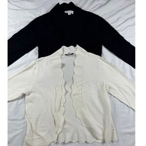 NWOT Bundle 2 ELLE Cardigan Bolero Sweaters Viscose Black White Balletcore Soft